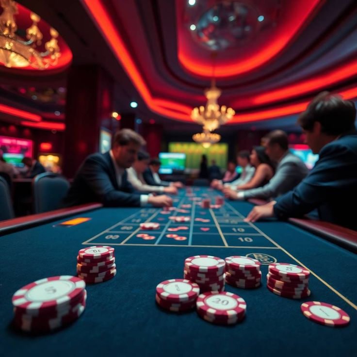 Tampilan permainan live casino dengan dealer di layar